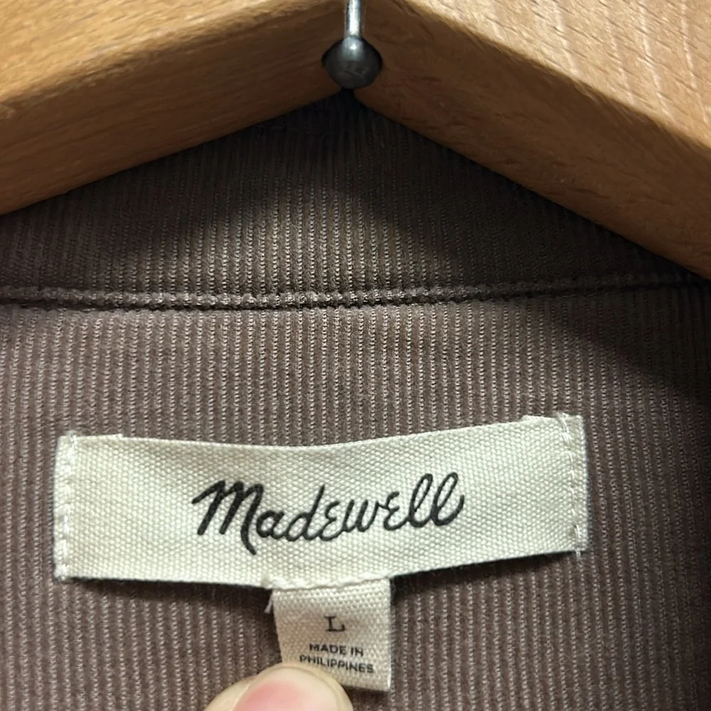 Madewell Corduroy-Trimmed (Re)sourced Sherpa Terry Chore Coat Large Brown Beige - Picture 7 of 16